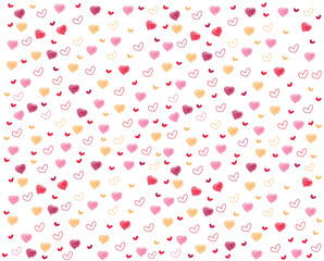 Seamless pattern with hand drawn cute red hearts, Heart vector line drawing pattern, wallpaper or gift wrapping design ,background on Valentine's Day, Doodle red hearts 
