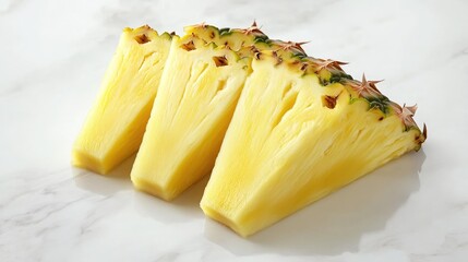 Fresh Pineapple Slices on Marble Surface