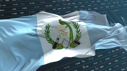 Guatemala flag - Waving flag on report analytics data statement