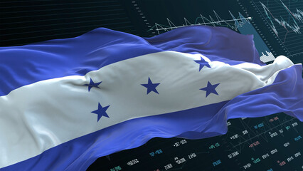 Honduras flag - Waving flag on report analytics data statement