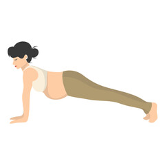 Obraz premium Pregnant Woman Doing Yoga Illustration. Healthy Activities. Isolated Vector Character.