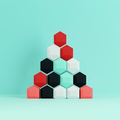 Obraz premium Pyramid of hexagons, isolated to represent leadership stability and structure