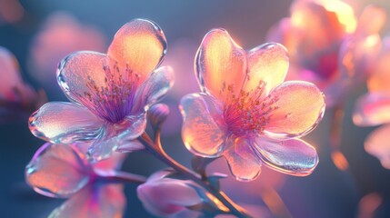 Delicate Pink Flowers with a Glass-Like Texture