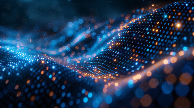 Explore the intricate details of a binary code pattern against a dynamic blue background for enhanced visual appeal