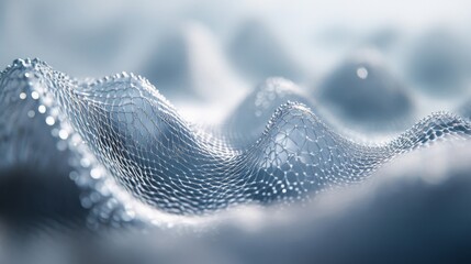 Abstract Wavy Net with Glimmering Drops