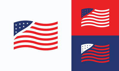 Obraz premium United States Flag Logo Design Inspiration