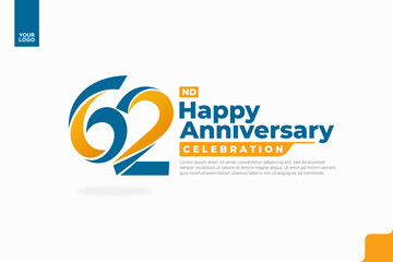 Number 62 logo icon design, 62nd birthday logo number, anniversary 62