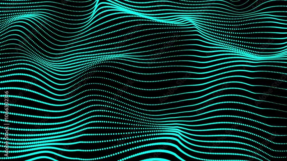 Poster abstract dot line with a dynamic wave. abstract digital wave dots lines particles , animation cyber,