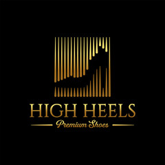 Elegance High Heel Logo Design Template. Women's shoes logo design vector template.