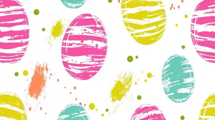 Abstract Pattern of Colorful Easter Eggs and Splatter Paint