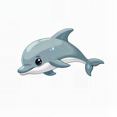Fototapeta premium Clip art illustration dolphin. Cartoon dolphin on light background. Smooth PNG version. 