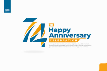 Number 74 logo icon design, 74th birthday logo number, anniversary 74