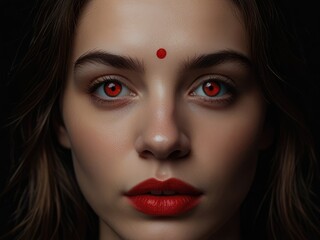 Fototapeta premium eye close up iris conjunctiva cornea eyelid eyelashes eyebrows eye color pupil eye sight seeing sight defect close up of eye with red color