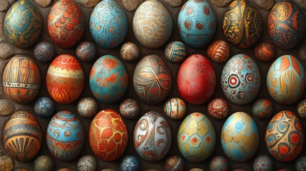 A Collection of Ornate Hand-Painted Easter Eggs