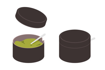 容器に入った粉末茶のイラスト