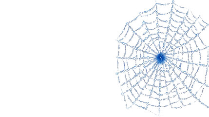 Obraz premium A close-up of a blue spider web set against a transparent background, highlighting the intricate patterns and delicate structure of the web.