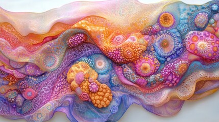 Abstract floral artwork with vibrant colors and intricate details