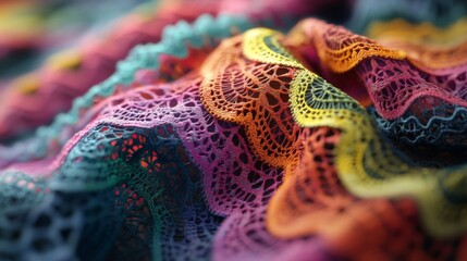 Obraz premium Colorful Lace Fabric with Detailed Texture and Delicate Patterns