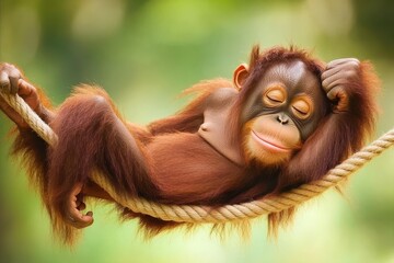 Peaceful Monkey Relaxing in Tropical Rainforest Setting