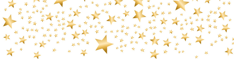 Obraz premium Golden stars scattered on a white background.