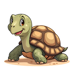 Obraz premium A cheerful turtle explores a whimsical world filled with joy and wonder, digital illustration of character design concept.