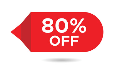 80 percent off. Sale and discount price tag vector sign. 80% off price tag icon