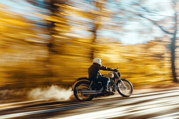 Obraz premium high-speed motor on forest driving on the road 8k high resolution