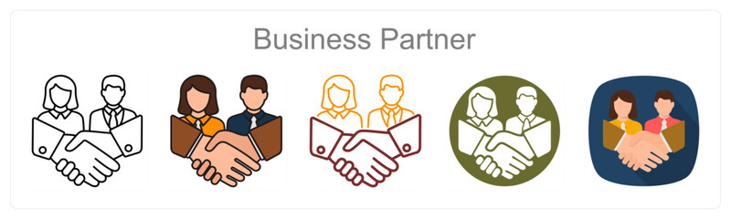 Fototapeta premium A set of 5 business partner icons as Collaboration, Partnership, Agreement