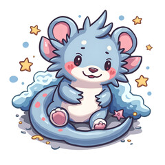 Fototapeta premium Embrace the joy of imagination with a whimsical cosmic creature, digital art of character design concept.