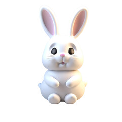 cute rabbit on empty white background 3d 