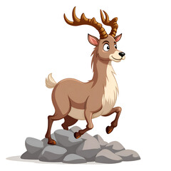 Fototapeta premium Joyfully bound over rocky terrain, celebrating the beauty of nature s creatures, digital illustration of character design concept.
