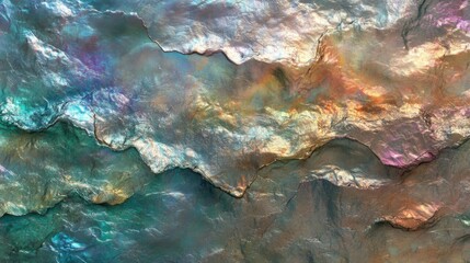 Iridescent Abstract Rock Formation with Layers and Texture