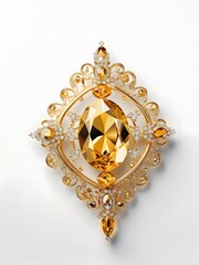 Naklejka premium Golden diamond on white background