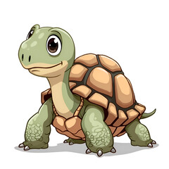 Fototapeta premium Every journey begins with a small step, even for a cheerful little turtle like tilly, digital illustration of cartoon character design concept.