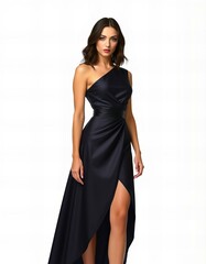 Fototapeta premium Picture Fashionable woman wearing an asymmetric high-fashion dress.