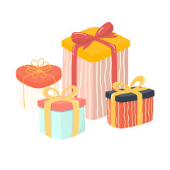 Set of Gift Boxes with Ribbon 