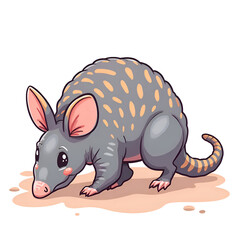 Fototapeta premium Embrace the quirky charm of an adorable cartoon armadillo in a playful scene, illustration of character design concept.