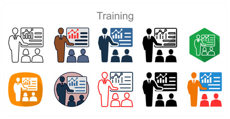 A set of 10 Training icons as Coaching, Practice, Skill