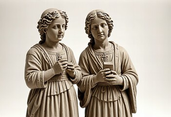 Doppelgänger statue on a white background.