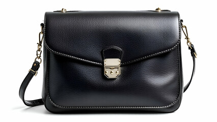 Elegant Black Leather Satchel Bag with Gold Hardware