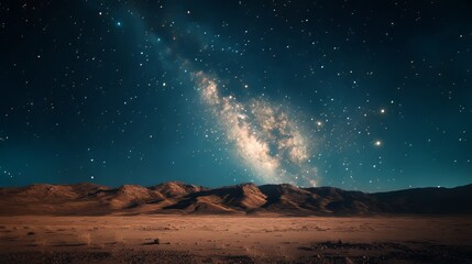 A starry sky over a desert landscape, hypermaximalist, advertising photography, hyper realistic, fine detail,