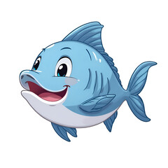 Obraz premium A joyful fish swims freely, spreading happiness beneath the waves of imagination, digital illustration of character design concept.