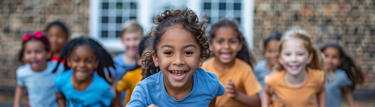 Children enjoy a joyful game of simon says together in a fun outdoor setting