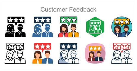 A set of 10 Customer Feedback icons as Review, Rating, Survey