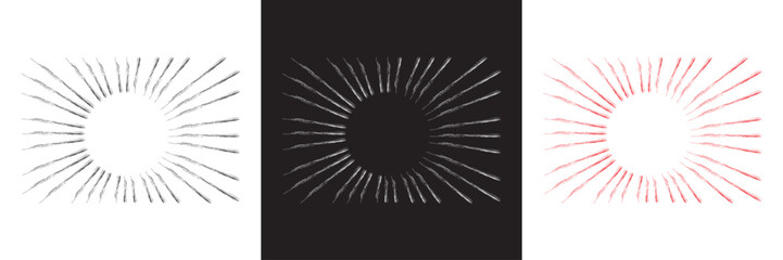 Abstract comic book radial flash explosion lines isolated. Superhero  design. Bright black, white, and red light strip burst background. Flash ray blast glow. Manga anime speed lines frame. EPS 10