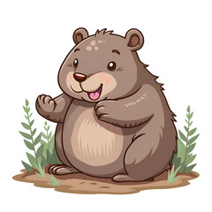 Fototapeta premium Embrace the joy of nature with a playful and adorable woodland bear character, digital illustration of cartoon character concept.