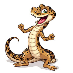 Naklejka premium A playful gecko with a joyful spirit and vibrant patterns brings smiles to all around, digital art of character design concept.