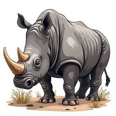 Fototapeta premium Embrace the strength and resilience of nature s mighty rhinoceros as a symbol of protection, digital art of character design concept.