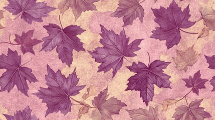 Purple and Beige Autumn Leaves Pattern