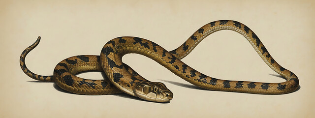 Fototapeta premium Illustration of a Snake Eating Its Own Tail to Represent 